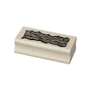 Carimbo De Borracha Ondas cinzeladas de Woodblock