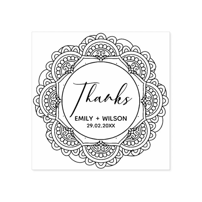 CARIMBO DE BORRACHA ORNAMENTADO CLASSY MANDALA PERSONALIZADO SCRIPT OB (Impressão)