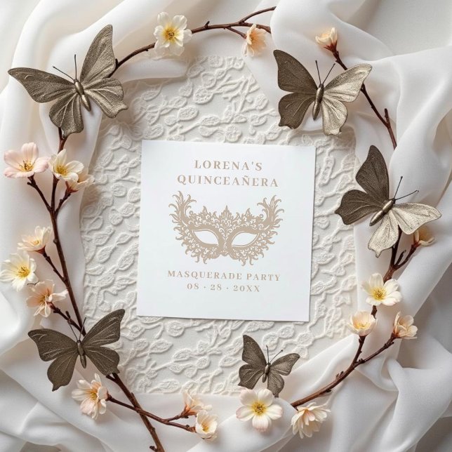 Carimbo De Borracha Ornate Lace Masquerade Mask Quinceañera (Ornate Lace Masquerade Mask Quinceañera Rubber Stamp Design. )