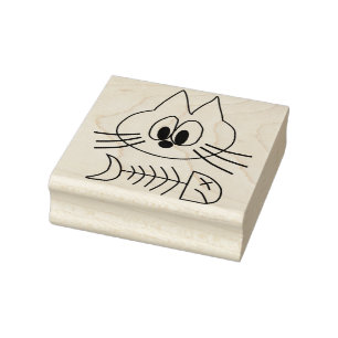 Carimbo De Borracha Ossos de gato e de peixe
