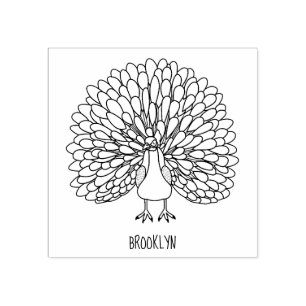 Carimbo De Borracha Ótima ilustração de pássaro pavão brilhante