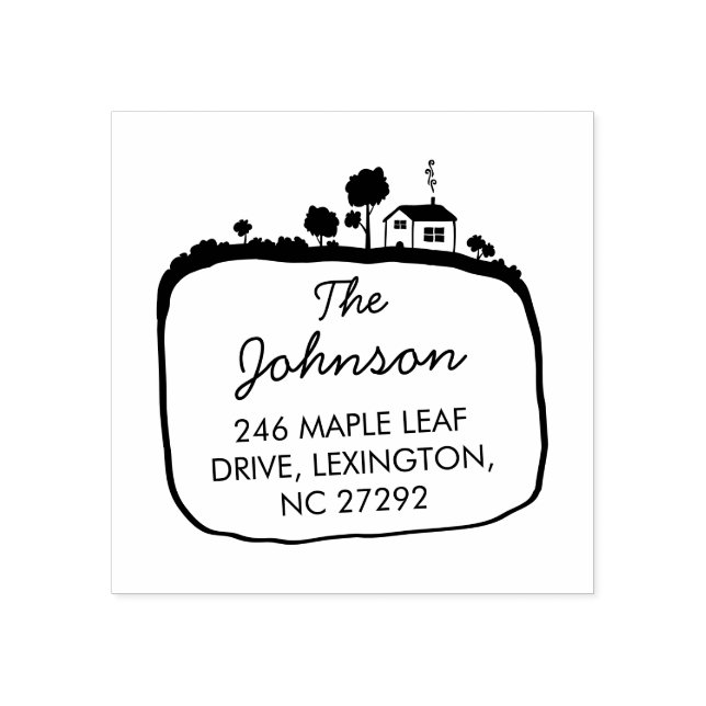 Carimbo De Borracha Our New House Address Announcement Garden (Impressão)