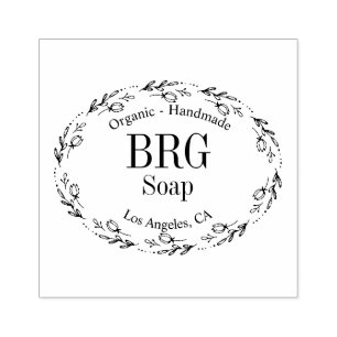 Carimbo De Borracha Oval Botânico Sabões Orgânicos Monogramados