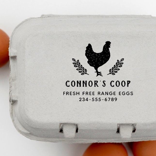 Carimbo De Borracha Ovo de Fazenda de frango Botânico Rustic (Rubber Stamp Mock-up)