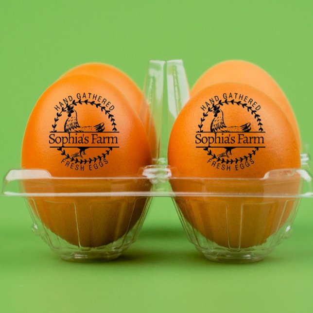 Carimbo De Borracha Ovo de frango, nome fresco, Fazenda rustica (rustic customized name egg stamp)