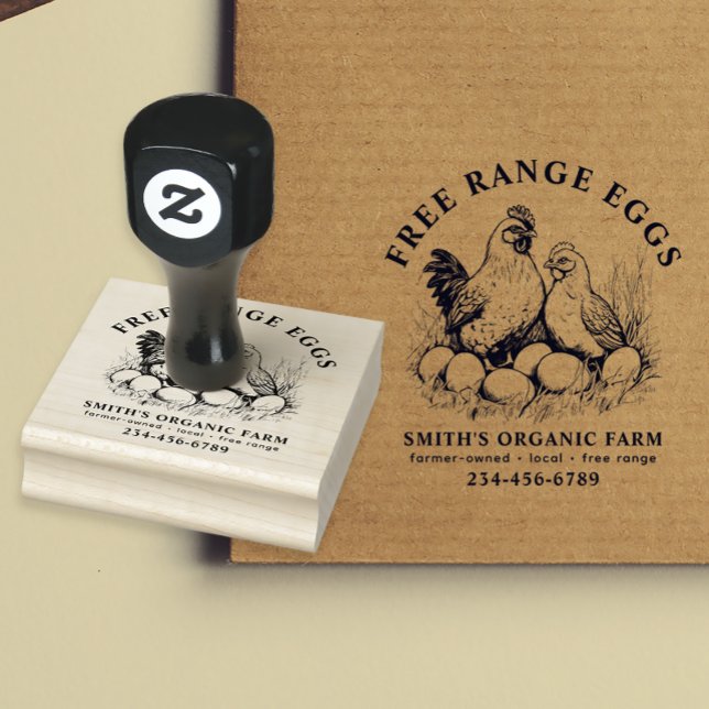 Carimbo De Borracha Ovos Frescos de fazenda (Criador carregado)