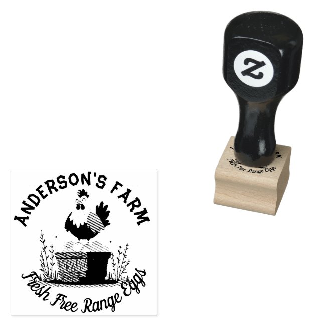 Carimbo De Borracha Ovos Frescos De Fazenda Da Família Personalizados (Carimbado)
