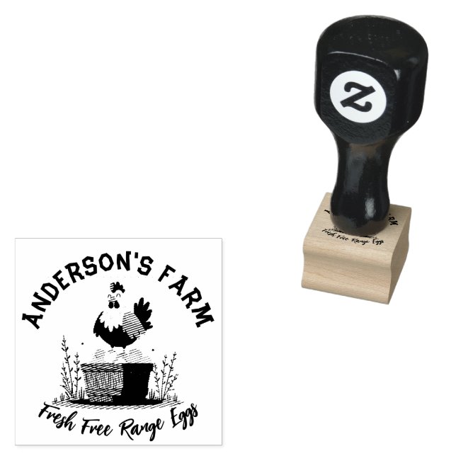 Carimbo De Borracha Ovos Frescos Fazenda Personalizada Da Família Em O (Carimbado)