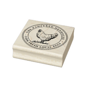 Carimbo De Borracha Ovos locais frescos de fazenda Vintage Hen Stamp