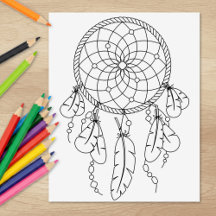 Página para Colorir Boho Dreamcatcher Tribal