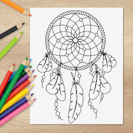Carimbo De Borracha Página para Colorir Boho Dreamcatcher Tribal