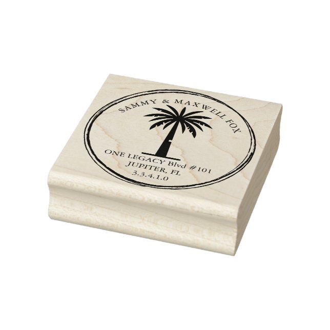 Carimbo De Borracha Palm Tree Personalised Return Address (Carimbo)