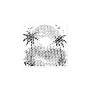 Carimbo De Borracha Palmeira de Sun Beach