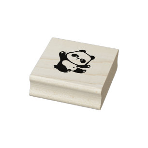 Carimbo De Borracha Panda Waving Paws