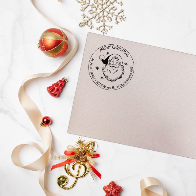 Carimbo De Borracha Papai Noel Feliz Natal, Endereço de Regresso Famil (Criador carregado)