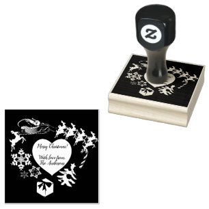 Carimbo De Borracha Papais noeis Reindeer Heart Wood Stamp