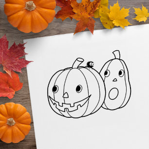 Carimbo De Borracha Par de Abóboras de Halloween