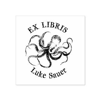 Carimbo De Borracha para Luke octopus ex libris