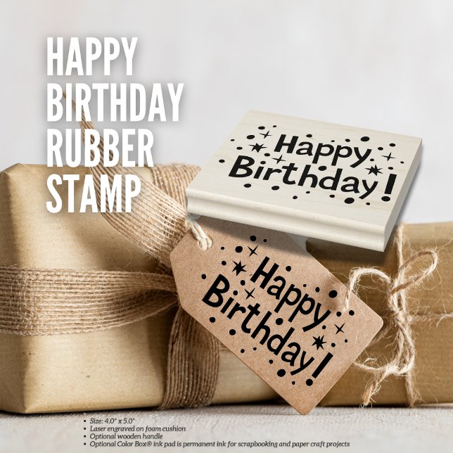 Carimbo De Borracha Parabéns de Borracha (Happy Birthday Rubber Stamp Size: 4.0" x 5.0" Birthday Depot)