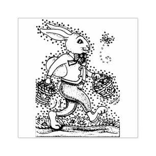 CARIMBO DE BORRACHA PÁSCOA-HARE CAMINHANDO PARA BAIXO, CORTE DE CAMIN