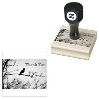 Carimbo De Borracha Pássaro em um galho Obrigado