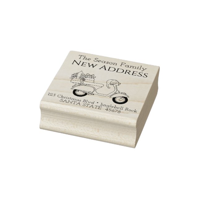 Carimbo De Borracha Patinete de Natal Novo Endereço de Devolução (Carimbo)