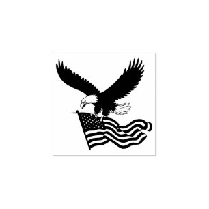 Carimbo De Borracha Patriótico Americano Bald Eagle Segurando American