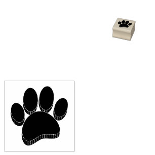 Carimbo De Borracha Pawprint Preto Desenho Personalizado na Mão