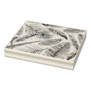 Carimbo De Borracha Peacock Feather