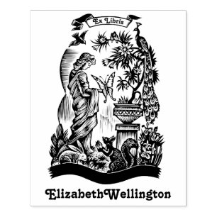 Carimbo De Borracha Peacock, Lady, Borboleta, Rabbit Ex Libris Book