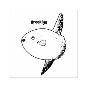 Carimbo De Borracha Peixe-lua mola mola desenho animado fofo