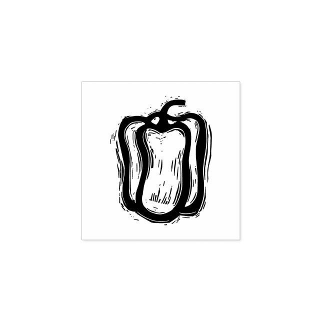 Carimbo De Borracha Pepper Vegetarian Menu Choice Rustic Linocut (Impressão)