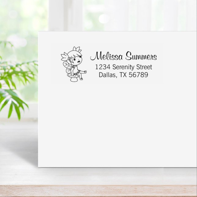 Carimbo De Borracha Pequena Fada em um Endereço de Toadstool (Criador carregado)