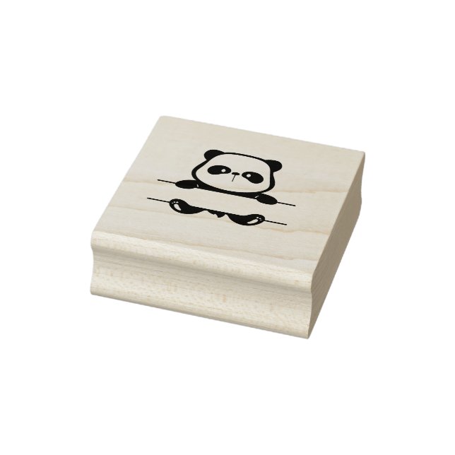 Carimbo De Borracha Pequeno Urso de Panda com Banner (Carimbo)