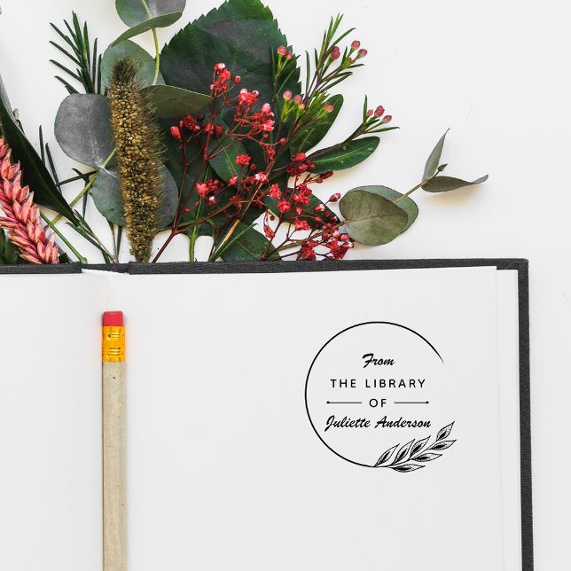 Carimbo De Borracha Personalidade Moderna e Chic Elegante Da Bibliotec (Criador carregado)