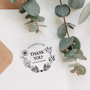 Carimbo De Borracha Personalizado Business Floral Obrigado