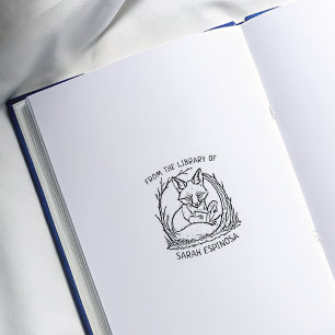 Carimbo De Borracha Personalizado Da Biblioteca Da Raposa