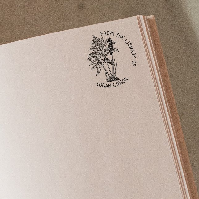 Carimbo De Borracha Personalizado Da Biblioteca De, Livro Botânico (Criador carregado)