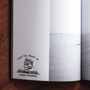 Carimbo De Borracha Personalizado da Biblioteca de, Livro do Caveira R