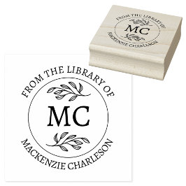 Carimbo De Borracha Personalizado Da Biblioteca de Livros Monogramados