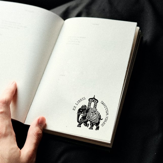 Carimbo De Borracha Personalizado ex Libris, Livro de Elefantes Indian (Criador carregado)