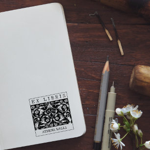 Carimbo De Borracha Personalizado ex Libris, Vintage Flowers Book