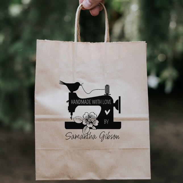 Carimbo De Borracha Personalizado Fabricado À Mão Com Amor, Sewing Bus (Criador carregado)