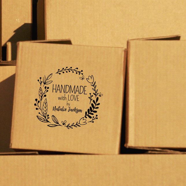 Carimbo De Borracha Personalizado feito à mão com amor, Floral (Criador carregado)