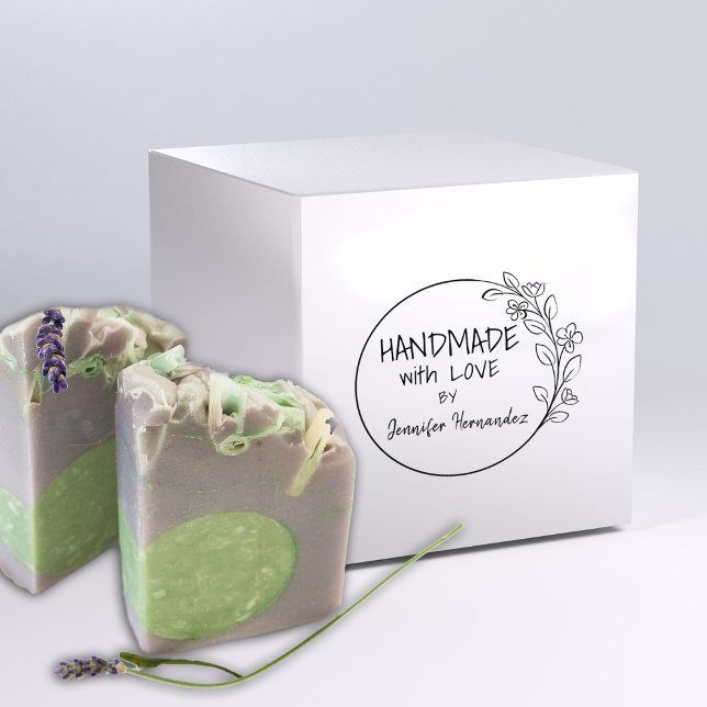 Carimbo De Borracha Personalizado feito à mão com amor, Floral (Criador carregado)