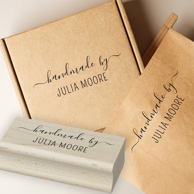 Carimbo De Borracha Personalizado Feito à Mão Pelo Nome Madeira (Personalized Handmade By Name Wood Rubber Stamp
)