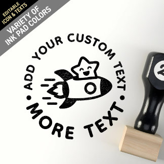 Carimbo De Borracha Personalizado Fofo Kawaii Chibi Lo-Fi Foguete Espa