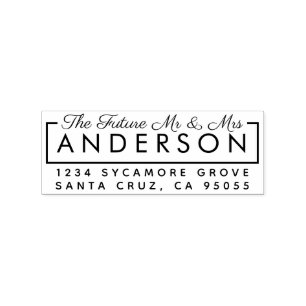 Carimbo De Borracha Personalizado Moderno "O Futuro Sr. & Sra" Endere