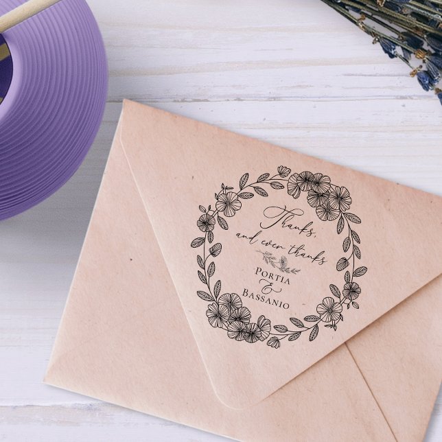 Carimbo De Borracha Personalizado Obrigado Elegante Citação Botânica (Criador carregado)