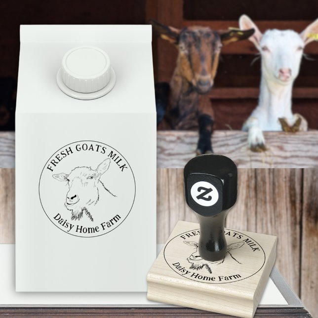 Carimbo De Borracha Personalizado para empresas de destino (Fresh goats milk custom ink rubber stamp with simple goat drawing funny farm animal art)